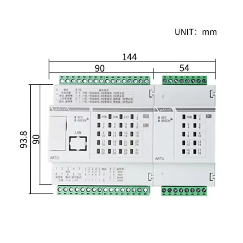 Terminal remoto ARTU100-K16/CE con protocolo Modbus-RTU de 2 caminos, varias funciones de transferencia de datos, puertos 16DI