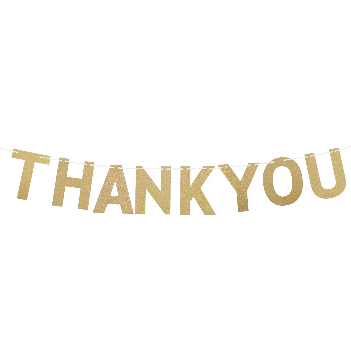 

Glitter Thank You Banner Paper Bunting Wedding Party Decoration Thanksgiving Flag Garland Banner (Gold)