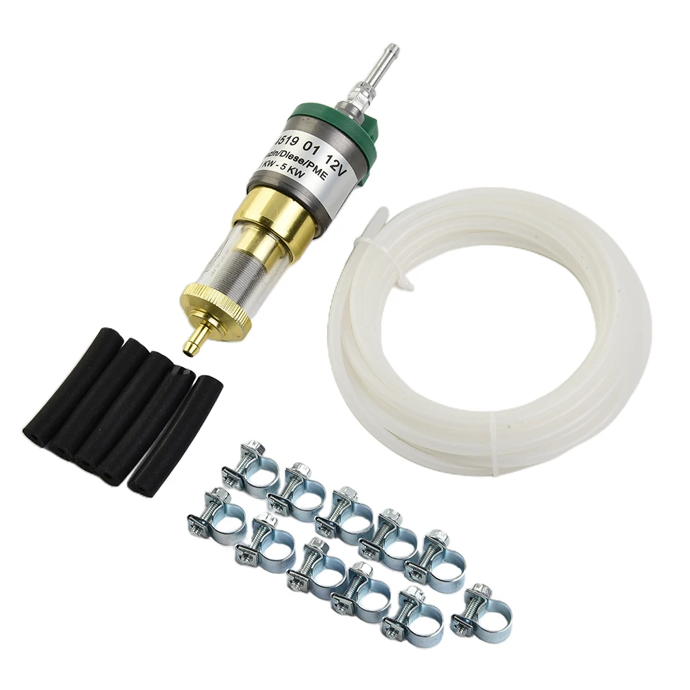 Car Fuel Pump Metal 12V Car Accessories Car Heater Silver & Green Fuel Connction Hose Fuel Line Practical To Use