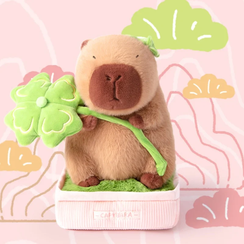 30cm Cartoon Fun Plant Capybara Plush Doll Pillow Potted Plant Relax Pine Tree Banana Lemon Clover Capybara Plush Toy Home Decor