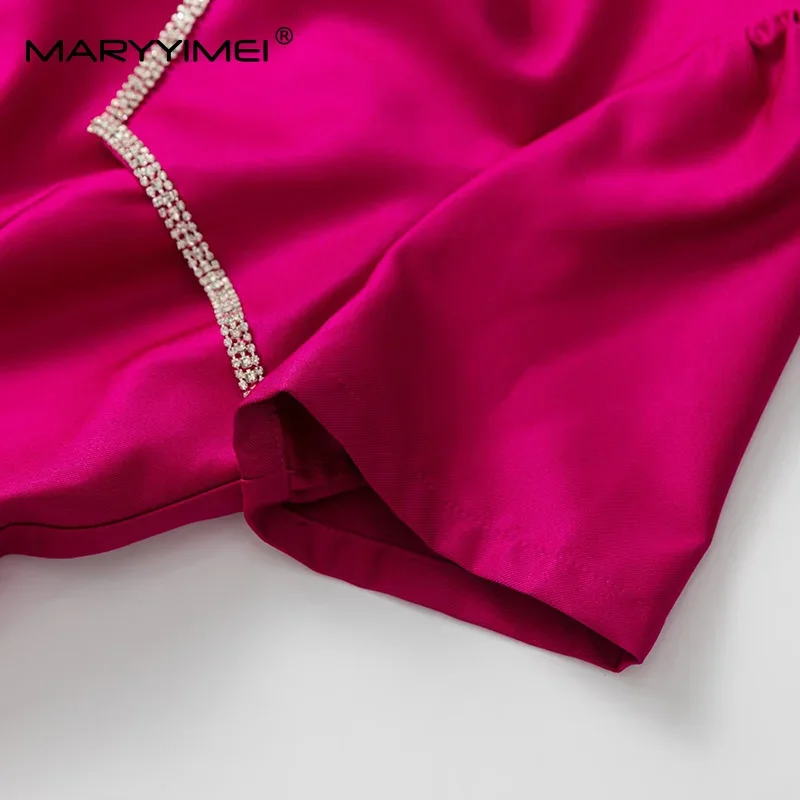 MARYYIMEI diseño de moda vestido de noche para mujer de manga corta con cuentas sólido temperamento de celebridad A-Line vestidos de baile