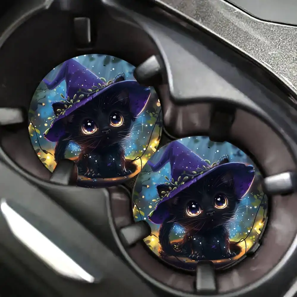 Wizard Cat EVA Car Coasters Halloween Theme Easter Hallowmas Party Souvenir Gift