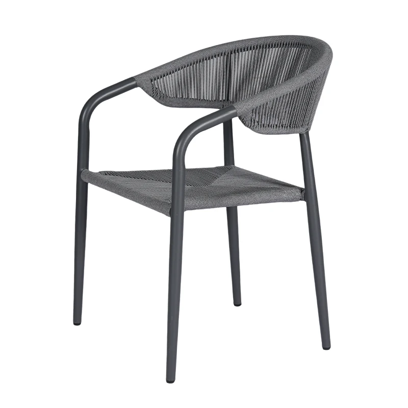 

&y Inspiring Modern Outdoor Aluminum Frame Black Rope Weave Arm Dining Chair