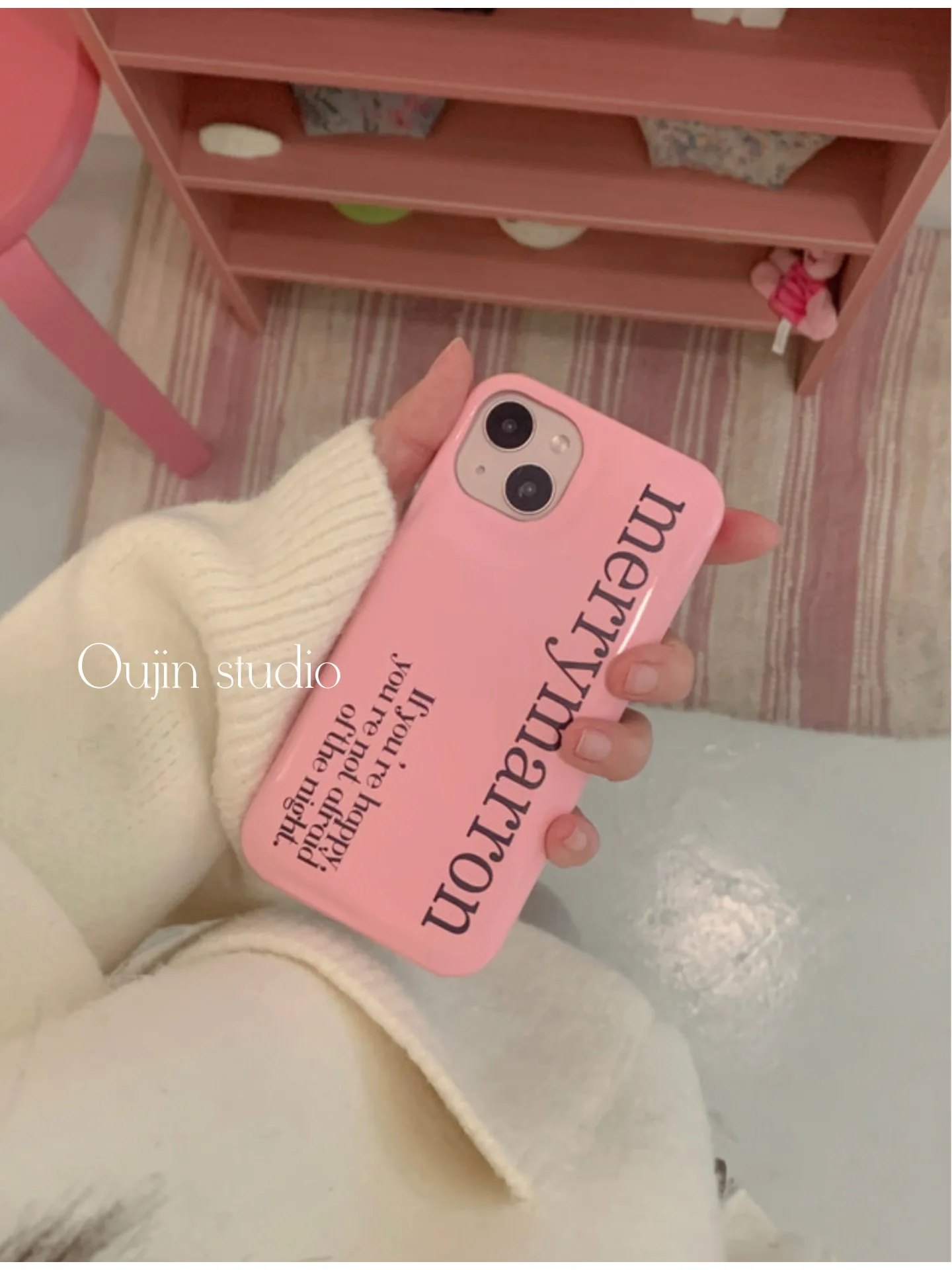 Korean ins style autumn and winter new Korean foundation in English suitable for 15pro mobile phone case soap leather filled cot