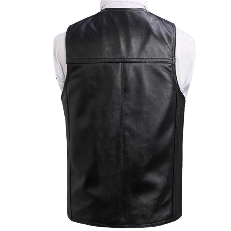 Man Spring Hot Sale 100% Sheepskin Vests Male Autumn Hot Sale 100% Genuine Leather Vest Men Sheepskin Waistcoat Cuero Chaleco