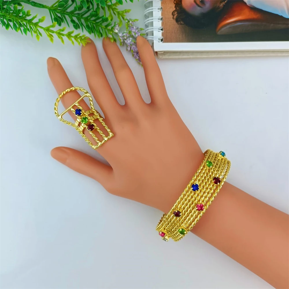 EMMA نيجيريا مجموعة مجوهرات الزفاف للنساء حفلة فاخرة دبي زركونيا قلادة سوار أقراط خواتم مجموعات مجوهرات الزفاف