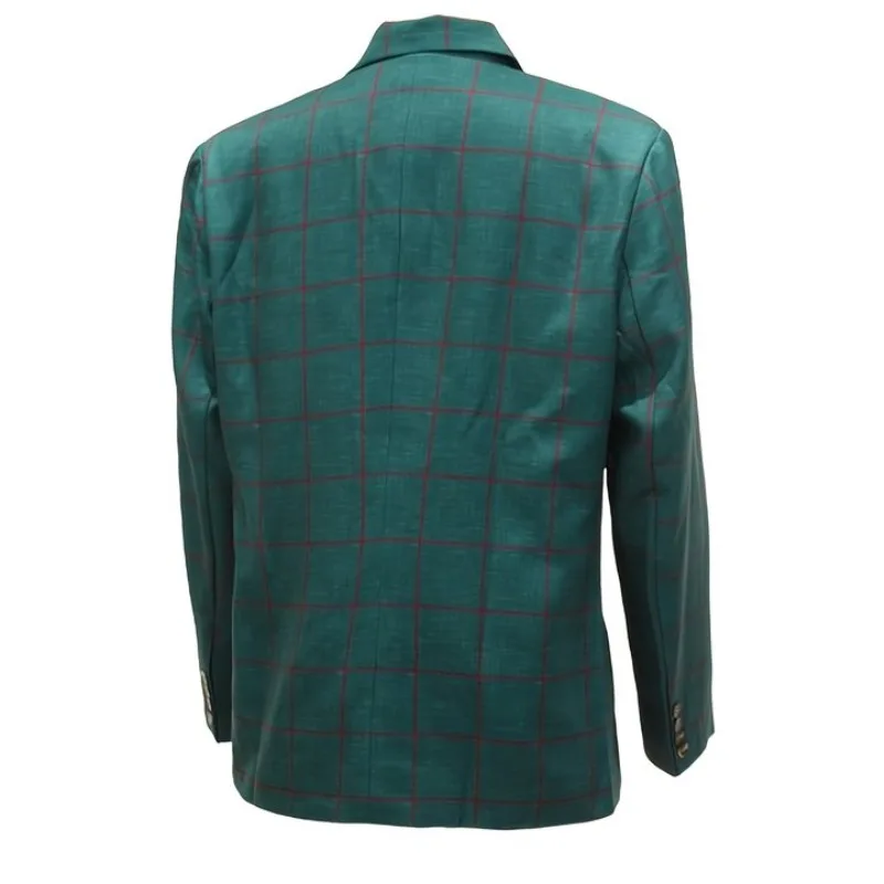 Heren Blazer Slim Fit Revers Kraag Met Dubbele Rij Knopen Borstzak Plaid Veelzijdig Voor Zakelijke En Vrijetijdsevenementen, Oud Geld Stijl