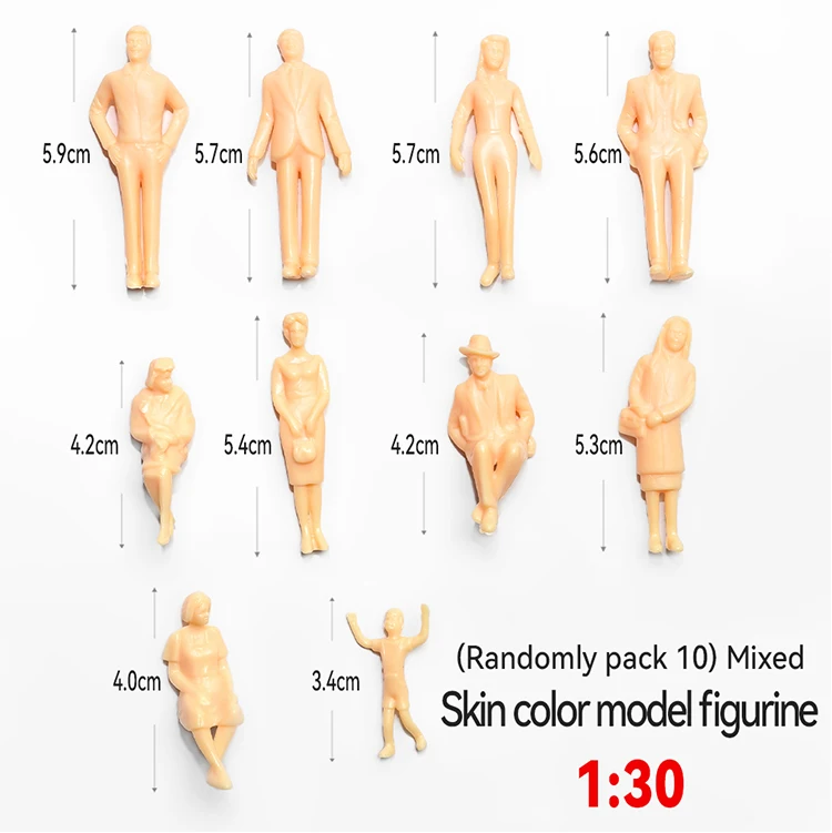 10 Stück Sandtisch-Baumodell 1:30-200 DIY Handgefertigte Hautfarbene Kleine Person Simulationsfigur Mini-Puppe – Detail 9