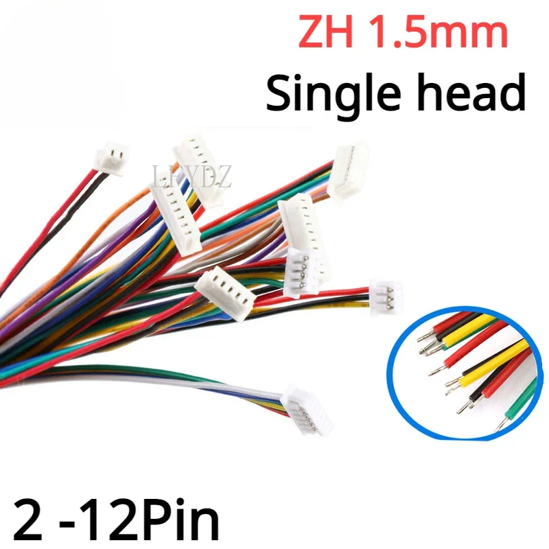 10pcs/Lot ZH 1.5mm Wire Cable Connector DIY ZH1.5 JST 2/3/4/5/6/7/8/9/10pin Electronic Line Single End 28AWG 10cm/15cm/20cm/30cm