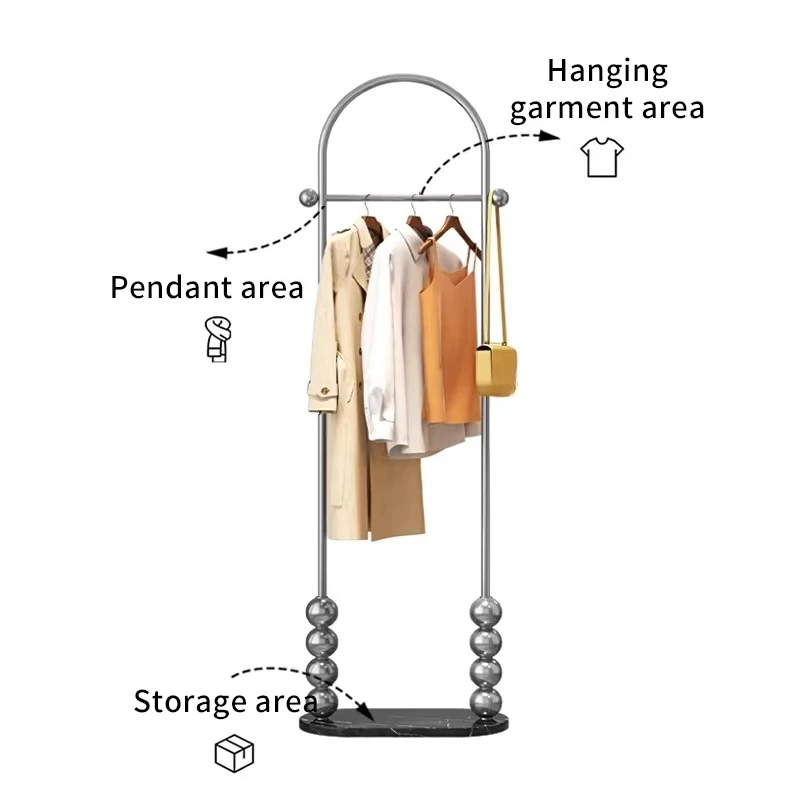 

Роскошная напольная вешалка для одежды из нержавеющей стали с мраморным основанием