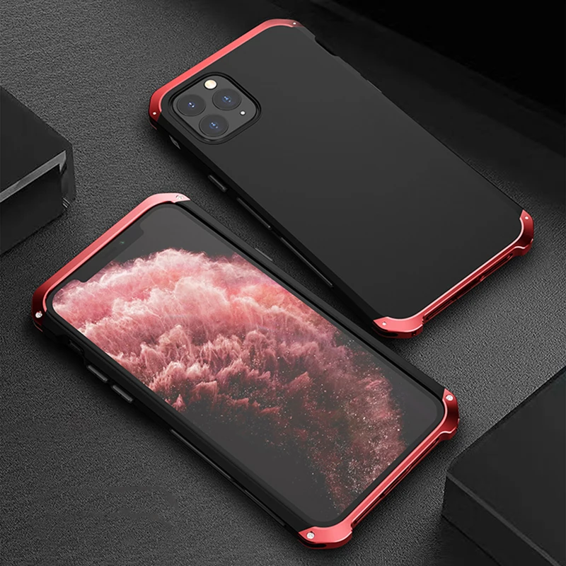 

Hot Anti-fall Metal Frame Plastic Back For iPhone 11 Pro Max 12 XS X 8 7 Plus Aluminum Alloy Mobile Bumper CASE Cover