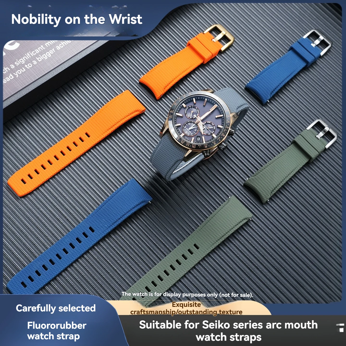 Curved interface quick release universal fluorine rubber watchband suitable for Omega Mido Wanguo Seiko Tissot Breitling strap