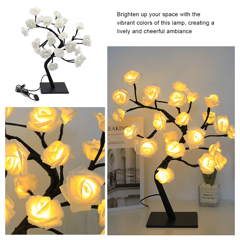Lighted Artificial Bonsai Tree Lights Colorful Rose Tree Lamp With Remote Control Lighted Colorful