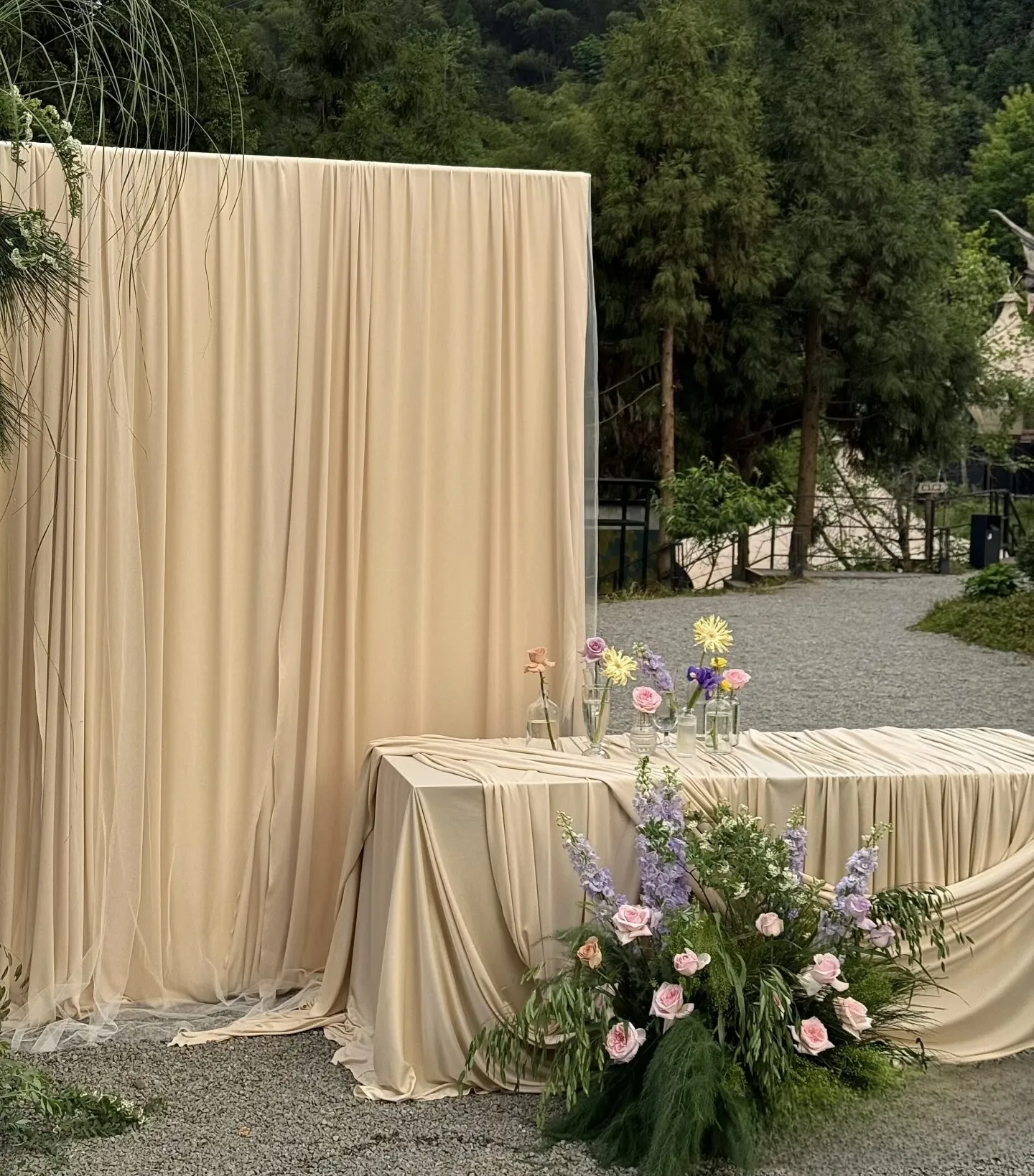 Brown Milk Tea Color Yellow Drape Elastic Fabric Draping for Wedding Festival Layout Background Ceiling Purdah Fabric