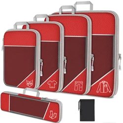 3/6 Pieces Travel Storage Organizer Set With Portable Lightweight Suitcase Bags Compressed Packing Cubes Shoe Bag Mesh Luggage