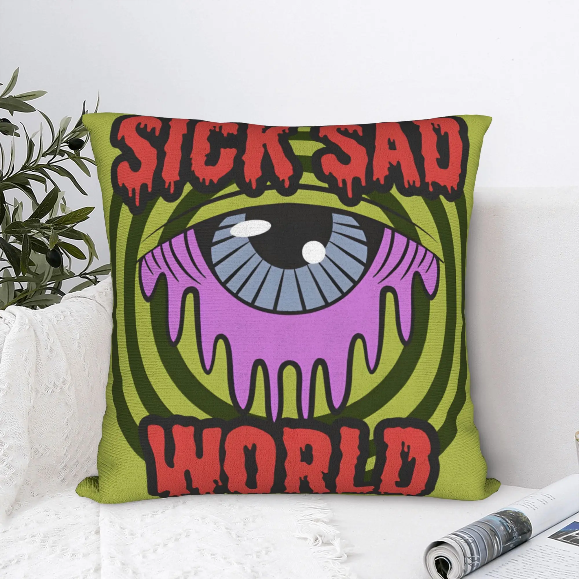 Sick Sad World Logo Darias Square Pillow Case  Cushion Covers Fashion Zippered Decor Pillowcase for Sofa 40*40cm