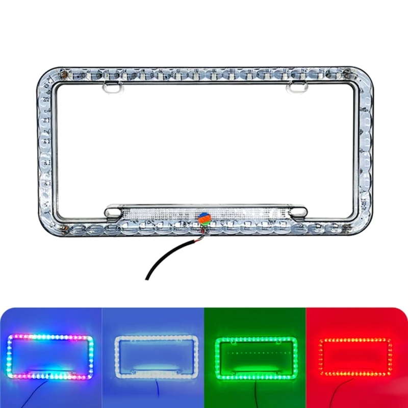 Upgrades LED Motorcycle License Plate Frame Light Waterproof Easy Installs LED License Plate Brackets Enhanceds Visibility D7YA