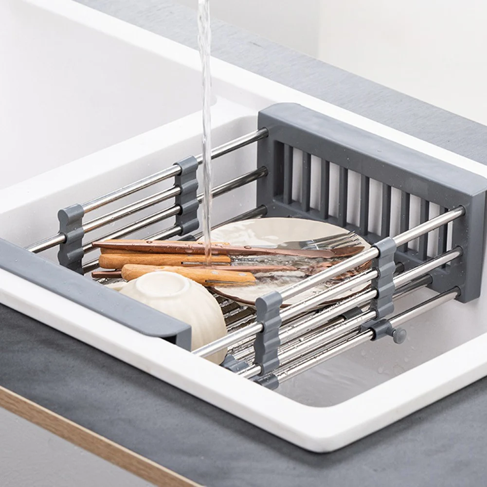 J1UL1N Dish Drainer Expandable Kitchen Sink Bowl Basket Dish Filter Multifunctional Kitchen Sink Dish Rack