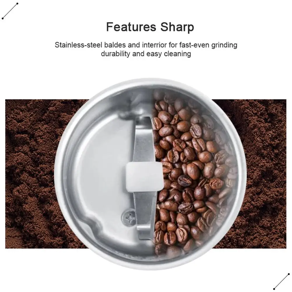 

Mini Portable Electric Coffee Bean Grinder Kitchen Tool Herbs Salt Spices Nuts Crusher EU Plug -Black