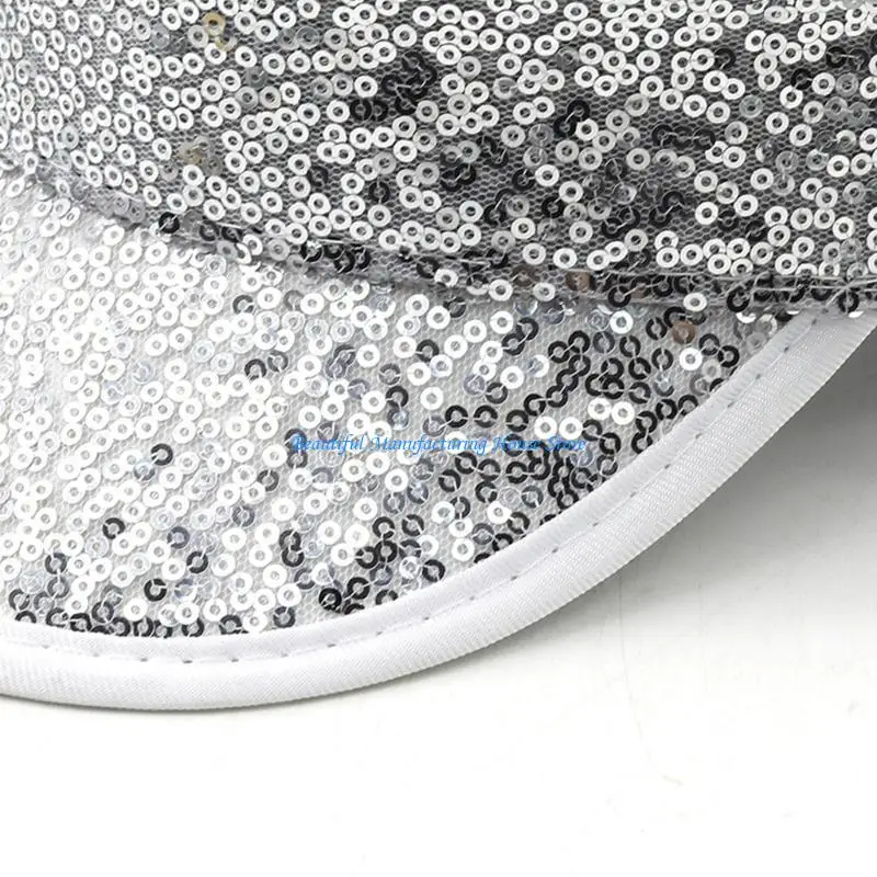 

E56A Sparkling Captain Hat Mirrored Sequins Hat for Bachelorette Party Disco Captain Hat Disco Hat for Actor Actress