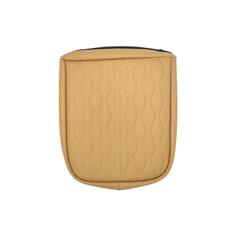

NEW-Car Center Console Armrest Box Pad Mat Cushion Cover Car Armrest Cover PU Camel Fit For Kia Carnival