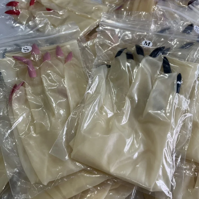 Latex Gloves With Nails Ultra-Thin Rubber Manicure Gloves 0.05mm