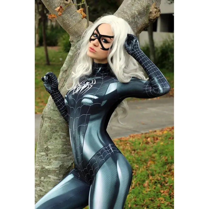 Новейший женский косплей-паук, черный кот, симбиот Мэри Джейн, карнавальный костюм на Хэллоуин, костюм супергероя MJ для взрослых/детей