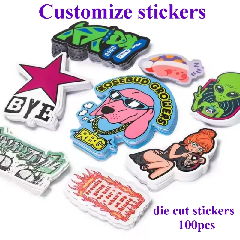 Custom Die Cut Sticker Your Logo Name Tag PVC Label Vinyl Waterproof Computer Luggage Self Adhesive Personalized Sheet Stickers