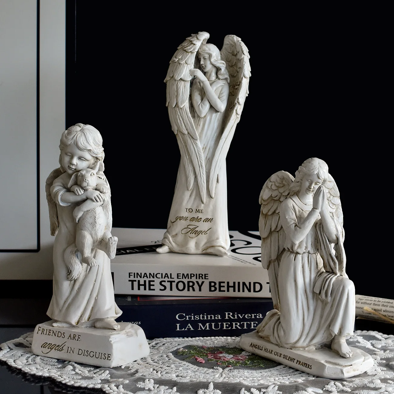 Resin Handicrafts Realistic Girl Statue Angel Prayer Retro Sculpture Decorative Figurines Home Decoration Accessories