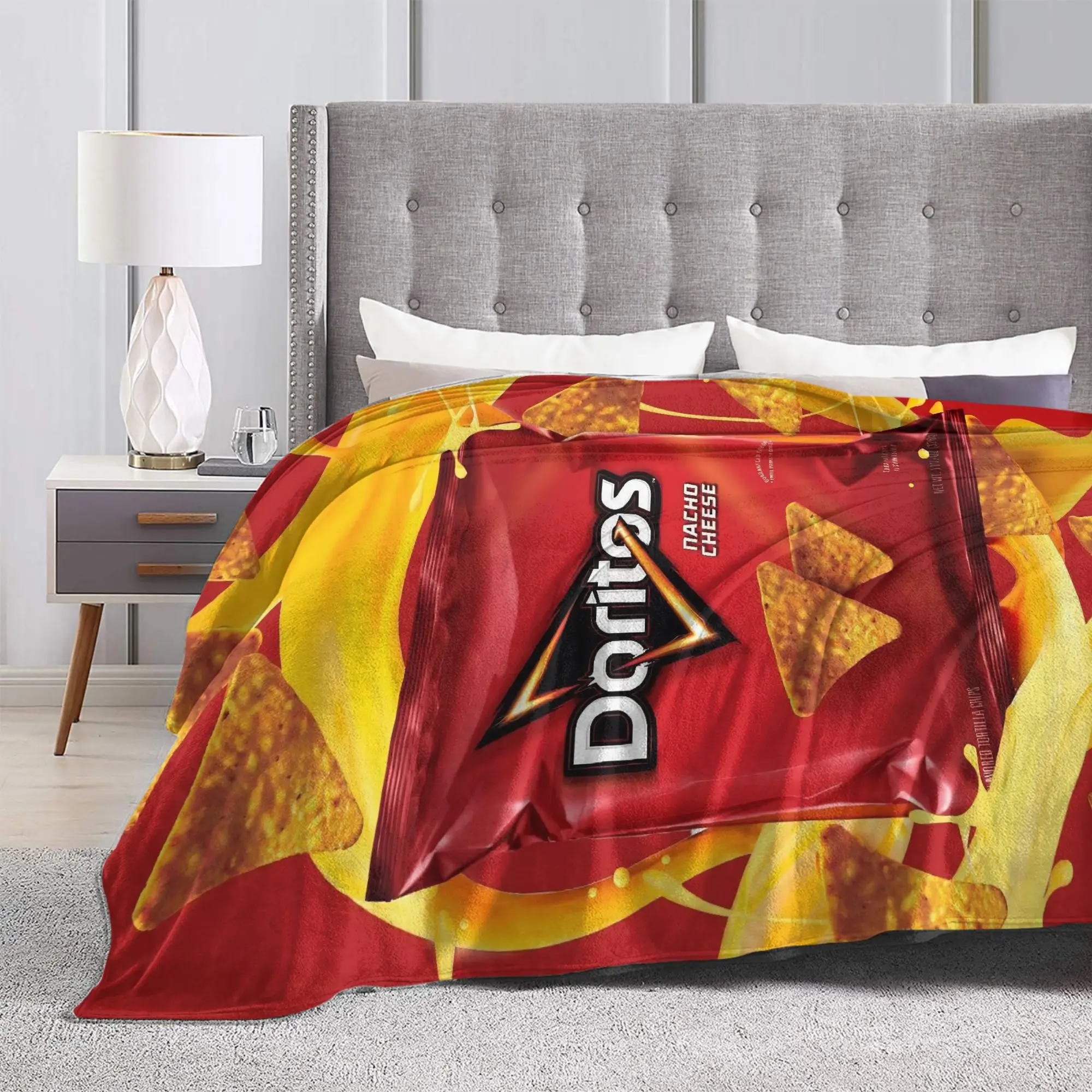 Doritos Tortilla Chips Puffed Food Throw Blanket Soft Graphic Blanket  For Sofa Home Plane Travel Flannel Bedspread Bed Cover - view 3