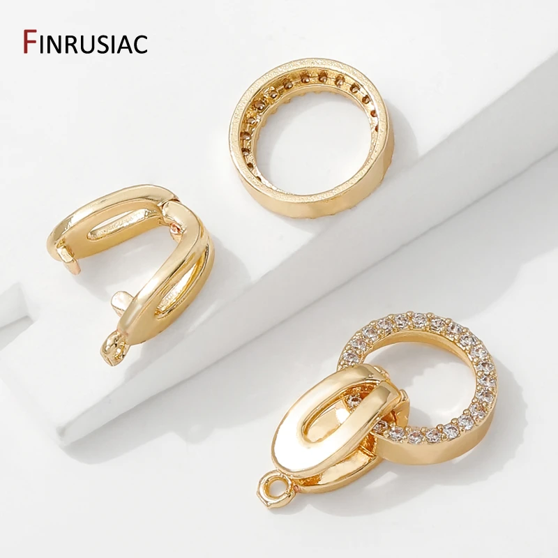 14K Gold Plated Brass Zircon Pearl Clasps For Bracelet Necklace Making,Lock For Jewelry,DIY Jewelry Making Supplies