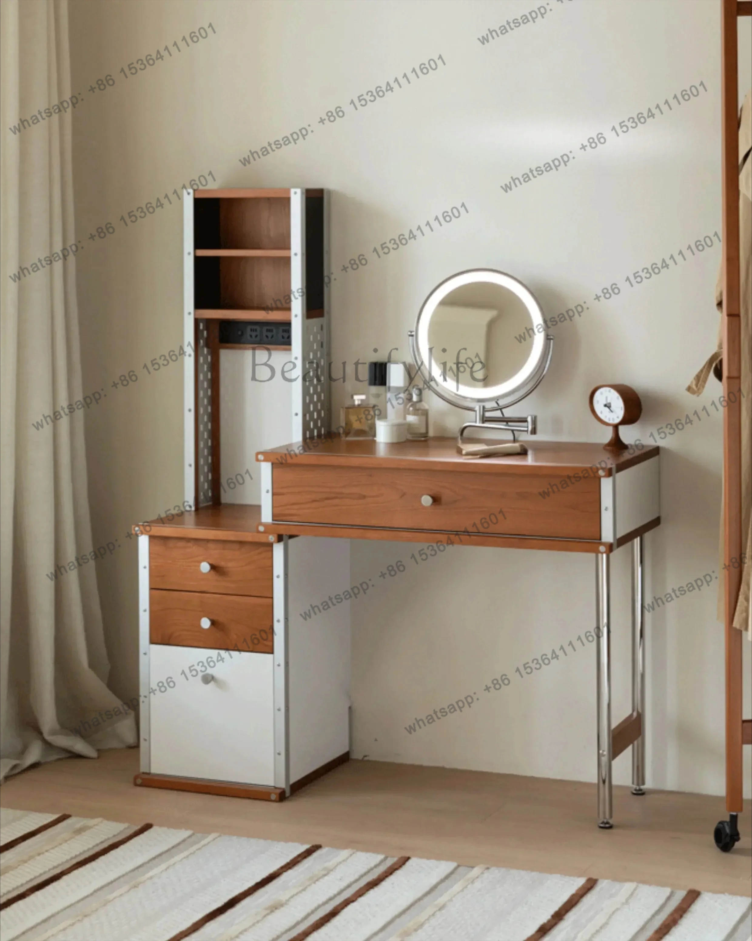 

yj5 Comò in stile medievale nordico, tavolo da trucco, cassapanca, camera da letto integrata, piccolo specchio portaoggetti in l