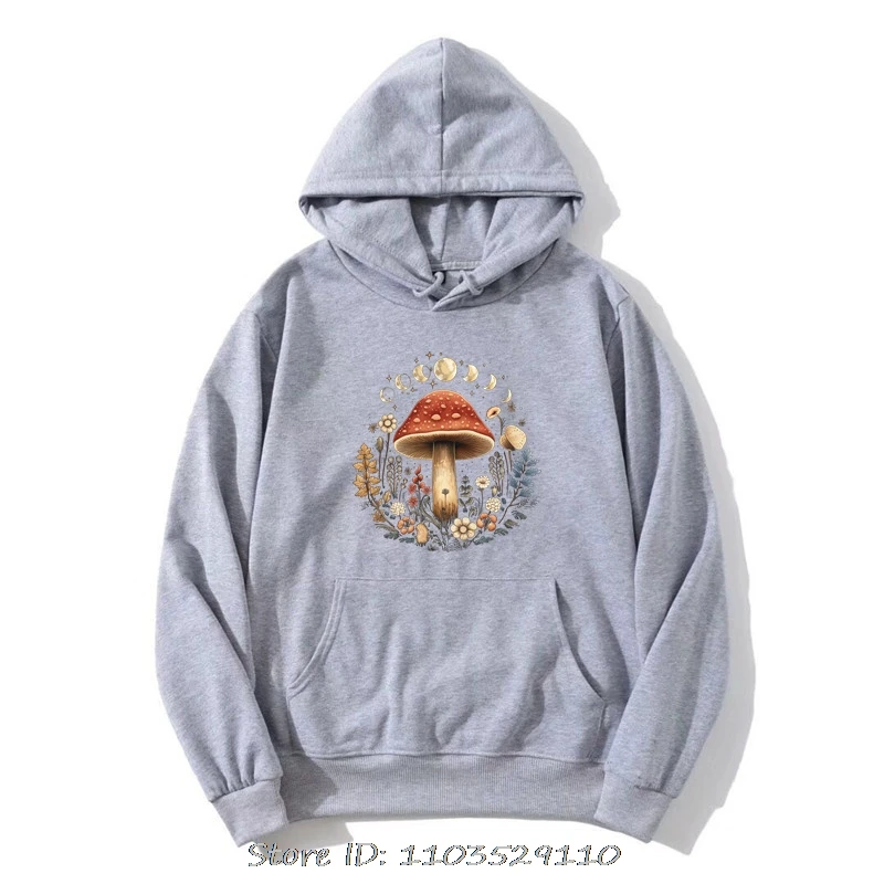 Magic Trippy Mushroom Moon Night Red Amanita Mushroom Hoodie· Men Cotton Hoody Hip Hop Streetwear Tops Men's Clothing Sweatshirt