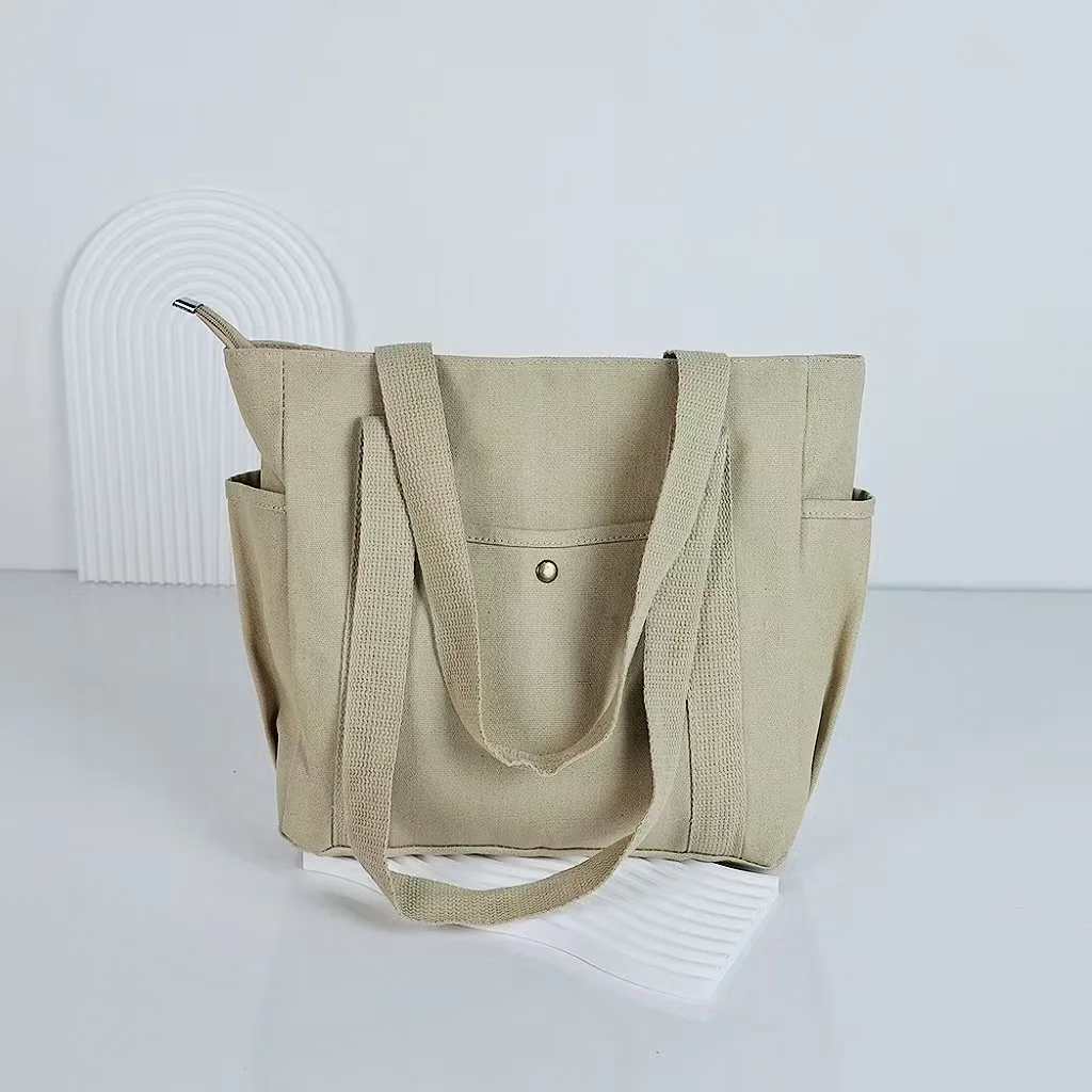 Große Canvas-Tragetasche für Arbeit und Ausgehen, Hochwertige Vielseitige Tasche für Pendler, Literarische und Künstlerische Studentenmode – Detail 11