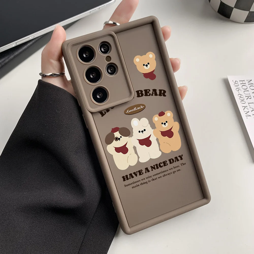 Compatible with Samsung Galaxy S25 Ultra Durable Case, Lovely Cartoon Bear Printed Full Wrap Anti-Shock Anti-Vibration Cover