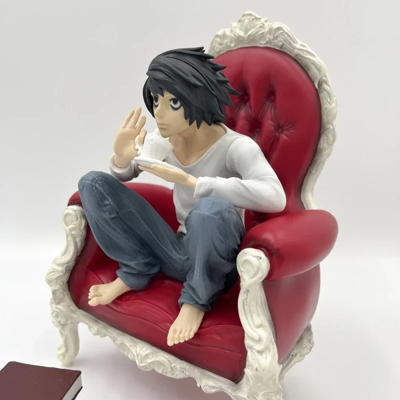 24cm Death Note L Lawliet Anime Figure Coffee Watari & L Action Figure Light Yagami Figurine GK Collectible Model Doll Toy Gifts