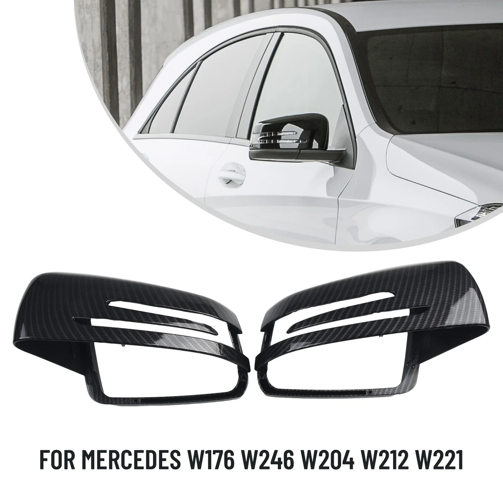 

Brand New Mirror Covers Parts Accessories Add On Car Exterior Fittings For Benz W204 W212 Left And Right Sides