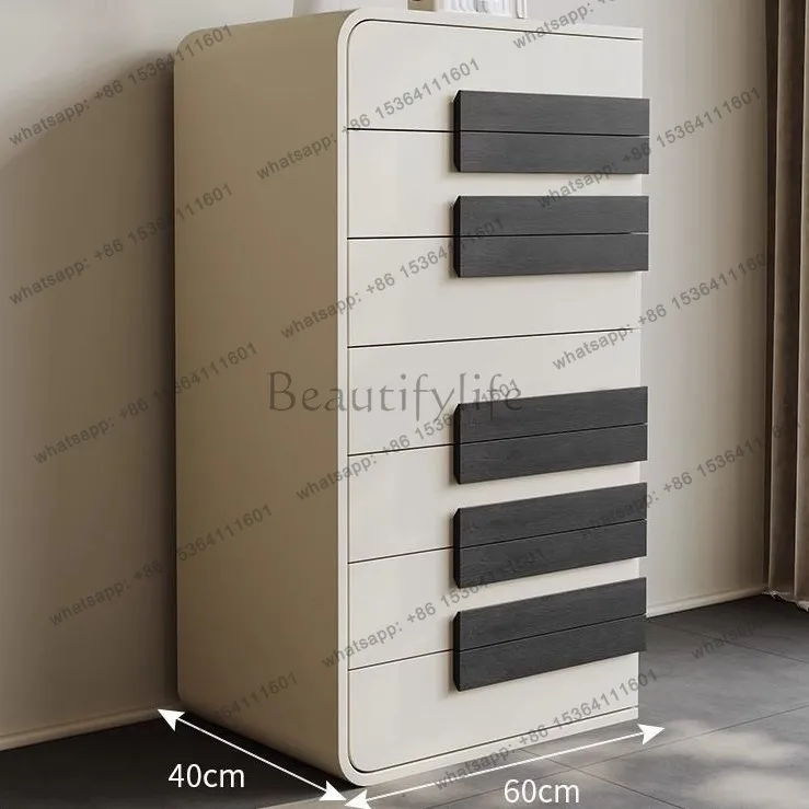 Minimalist retro design, antique storage in the seven-chest cabinet, against the wall, living room, sofa side cabinet