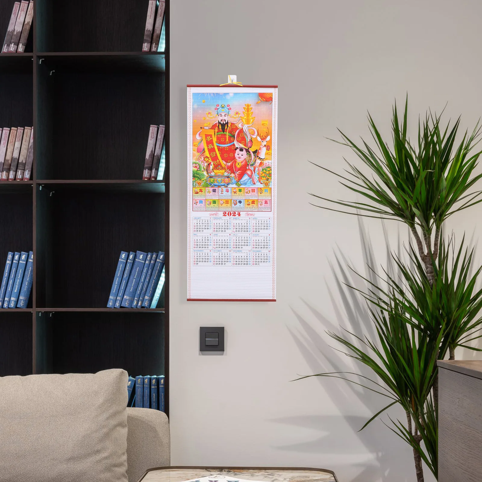 

2024 Year Of The Dragon Hanging Calendar Clear Printed Traditional Chinese Style Wall Calendar For Home Office Dorm Decor