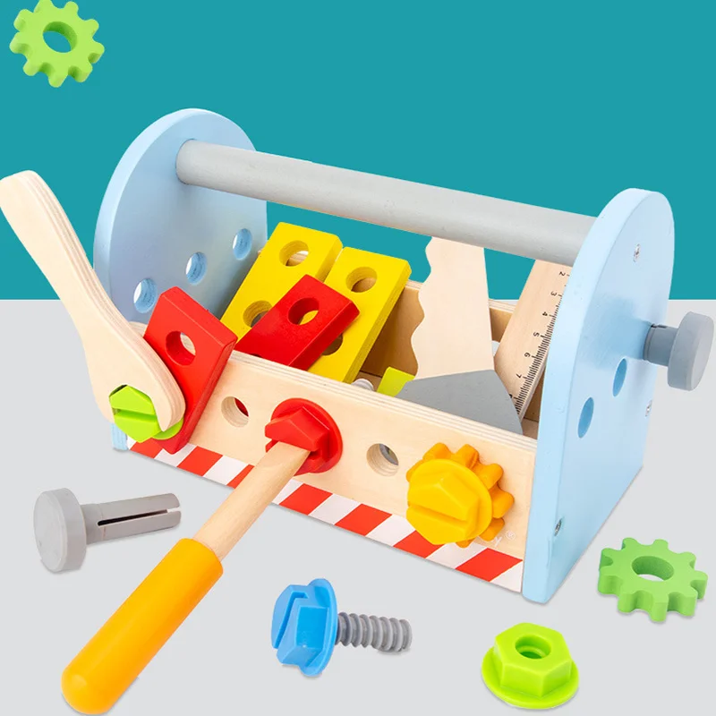 DisTrapKg-Jouets à vis pour enfants, bricolage en bois, outils de simulation portables, 03 cadeaux pour enfants