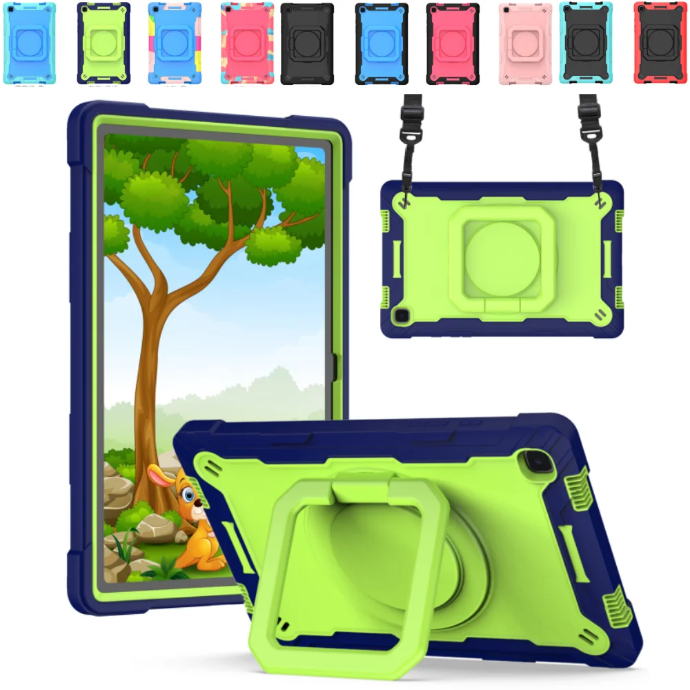 Full Protection Case for Samsung Galaxy Tab A7 10.4 2020 T500 T505 T507 360°Rotatable Kickstand Tablet Cover with Shoulder Strap