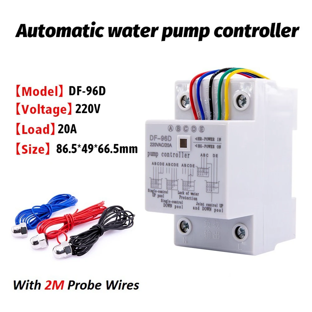DF-96DK Automatic Water Level Controller Switch 20A 220V Water Tank Liquid Level Detection Sensor Controller 2M Wires