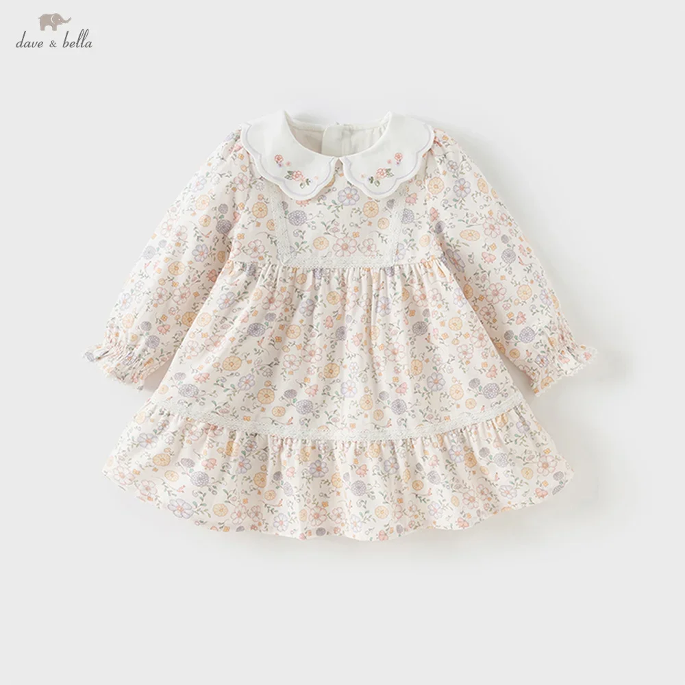 Dave Bella Girls Baby Princess Dress Summer Gentle Cute Elegant Fashion Casual Floral Print Cotton Party Dress Sweet DB3253304