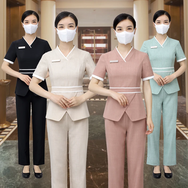 

Элегантный комплект униформы с длинным рукавом для женщин: высококачественная одежда для салонов красоты, весенне-летний вариант для массажа ног, из полиэфирного волокна