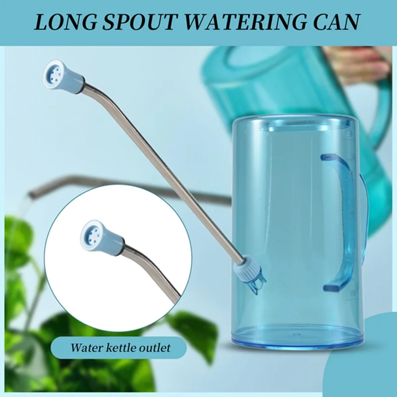 ABXF-blauwe gieter, 1,5 l gieter met grote capaciteit, gieter met lange uitloop en lekvrije pakking, voor vetplanten