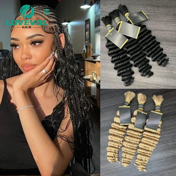 Głęboka, kręcona ludzkie włosy hurtowo głęboka fala dla warkoczy Boho bez wątku brazylijskiej dziewicy ludzkie włosy hurtowo do oplatania od 14 do 28 Cal