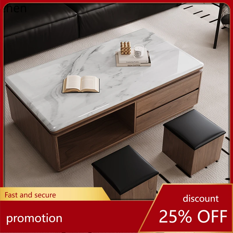 

CZ Living Room Coffee Table Solid Wood Table TV Cabinet High-End Natural Wood Super Crystal Stone High-End Elegant New Model