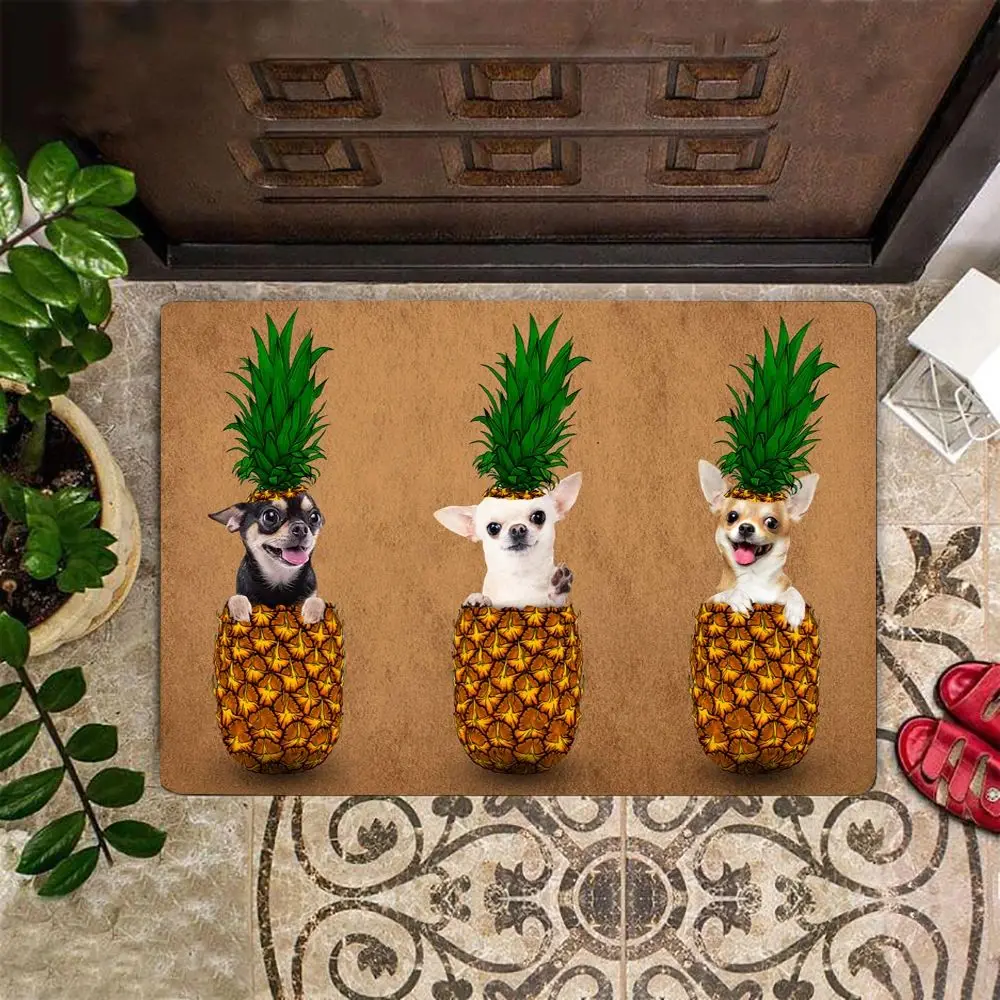 

CLOOCL Pineapple Pattern Rug Pet Dog Chihuahua Doormat 3D Print Non-slip Absorbent Carpet for Bathroom Rugs for Home Living Room