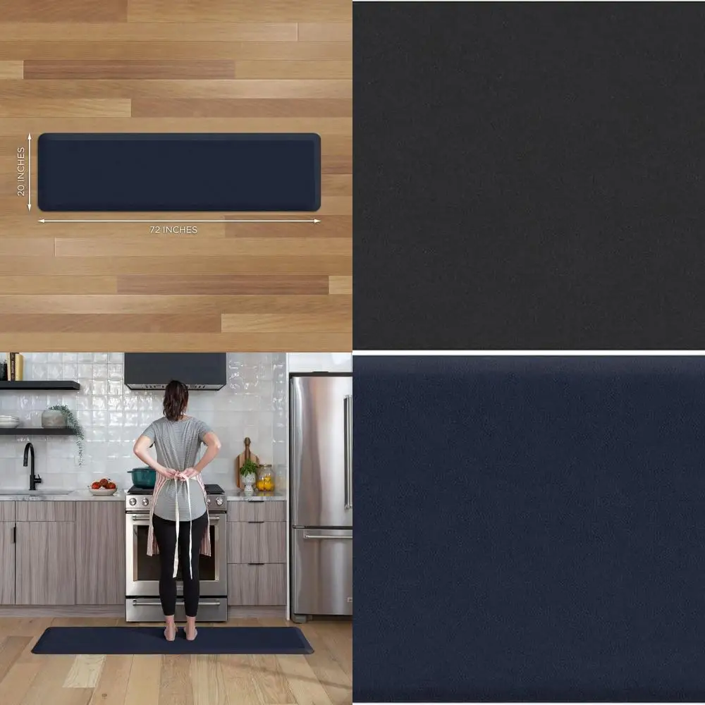 

Durable Non-Slip Mat for Floors: Garage, Patio, Kitchen - 20 x 72 x 0.5 - Navy Leather-Textured