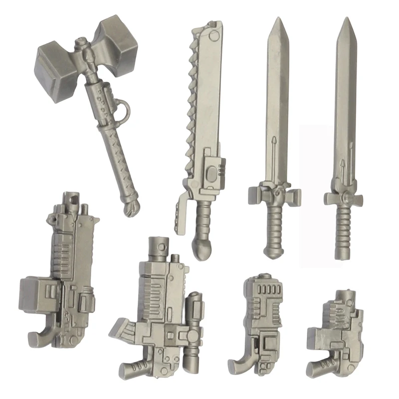 MOC Medieval Building Blocks Imperial War Weapon Accessory Warhammer 40K Blaster Gun Sword Magician Golden Hammer Dart Brick Toy